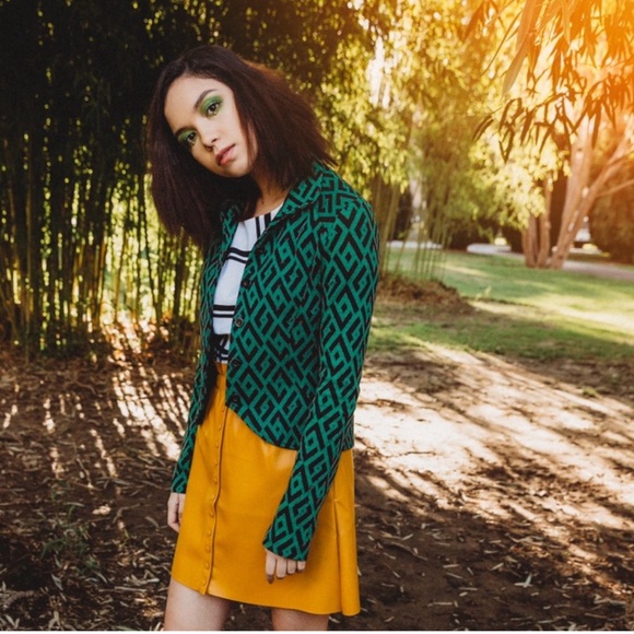 DVF Green Pattern Blazer Jacket Valkeri - Picture 2 of 7